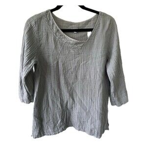 Kleen 100% Cotton Crinkle Breathable Lace Trim Pullover Tunic Blouse S